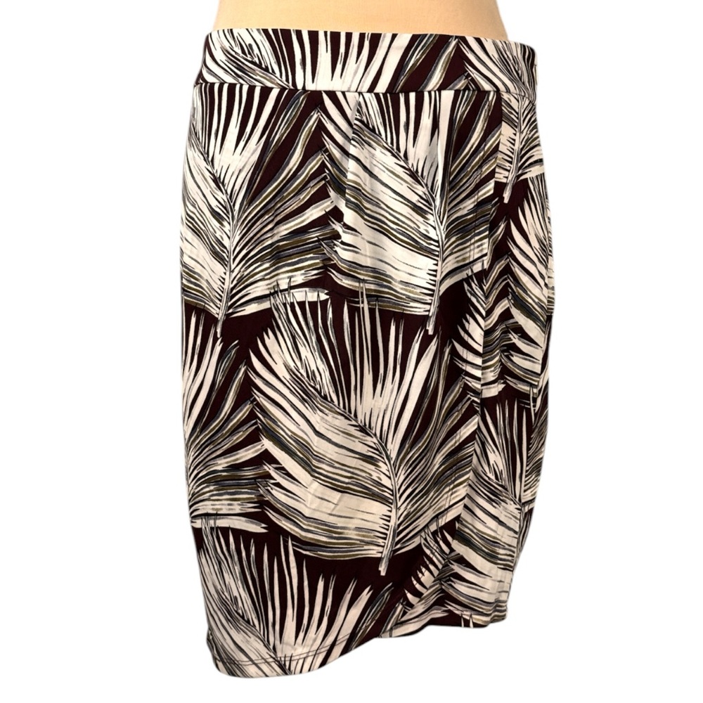 The Limited Tropical Palm Leaf Tulip Pencil Stretch Skirt Brown Cream Size 4